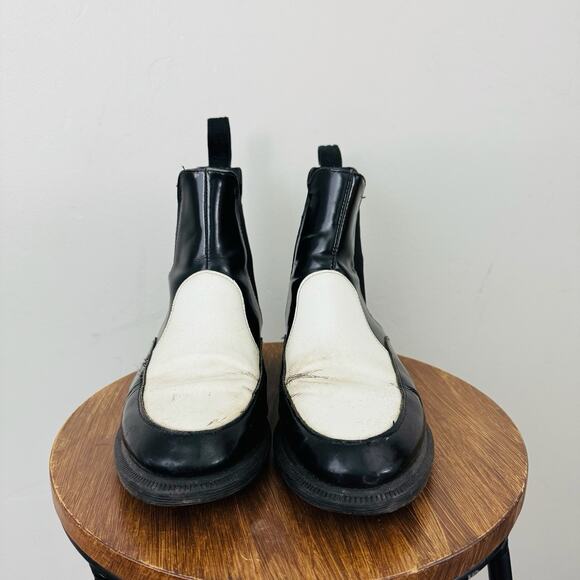 Dr Martens Aimelya Black And White Leather Chelsea Boots Women’s Size 7 - Picture 2 of 12